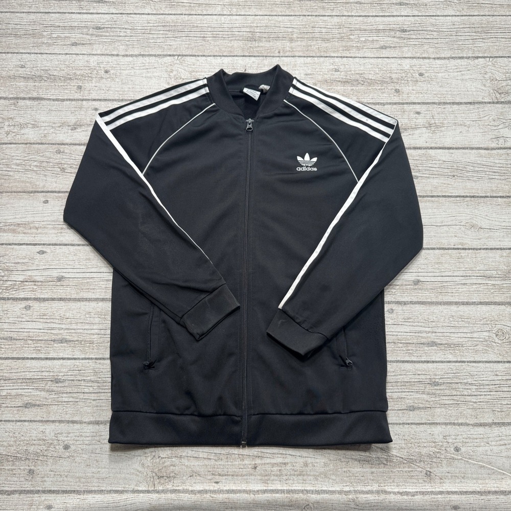 Adidas Track Jacket Youth XL Black White Primeblue Parley 3-Stripe Activewear